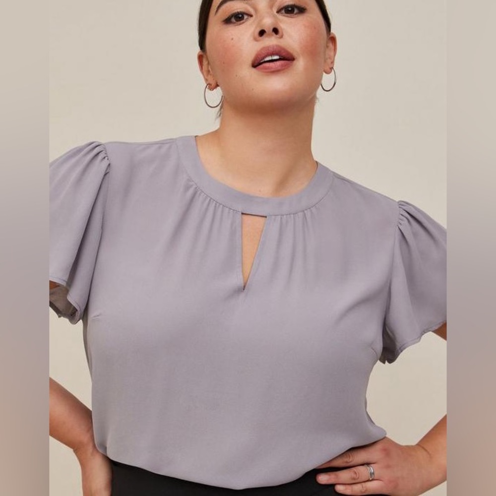 Torrid Georgette Keyhole Flutter Sleeve Blouse